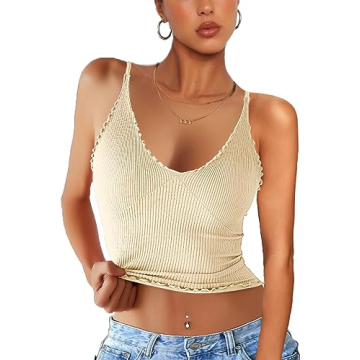 Stylish CHYRII Women's Ruffled V Neck Cropped Tank Tops