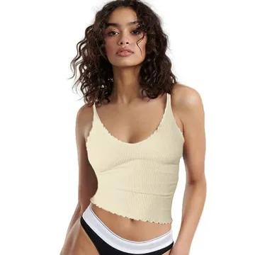 Stylish CHYRII Women's Ruffled V Neck Cropped Tank Tops