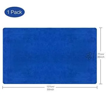 SUNLAND Double Density Microfiber Bath Towel Dog Towels for Drying Dogs Super Absorbent Quick Drying Dog & Cat Bathing Supplies with Adorable Embroidered Paw Print Grooming 30Inch x 50Inch Blue
