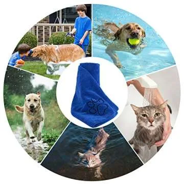 SUNLAND Double Density Microfiber Bath Towel Dog Towels for Drying Dogs Super Absorbent Quick Drying Dog & Cat Bathing Supplies with Adorable Embroidered Paw Print Grooming 30Inch x 50Inch Blue