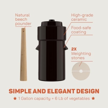 Kenley 1 Gallon Fermentation Crock for Sauerkraut & Kimchi