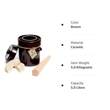 Kenley 1 Gallon Fermentation Crock for Sauerkraut & Kimchi