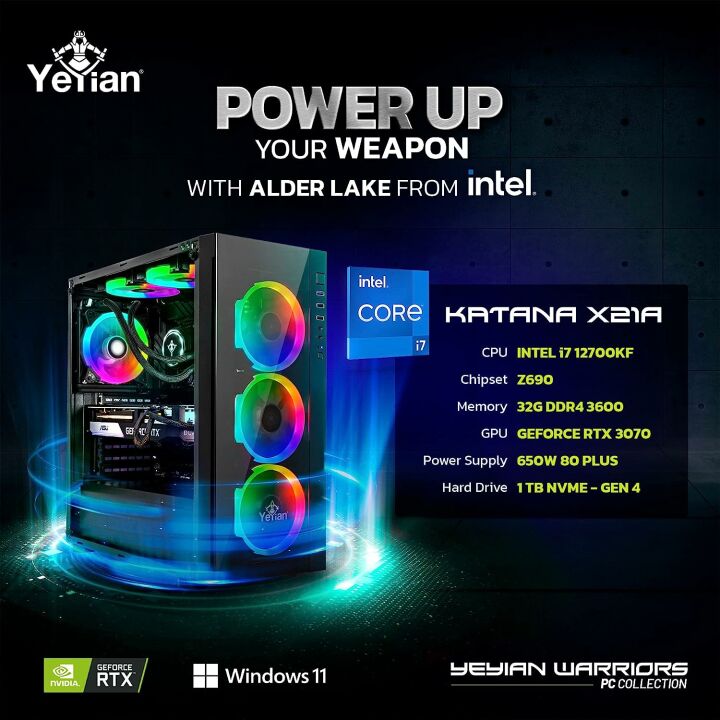 YEYIAN Katana X21A Gaming PC - Intel i7, RTX 3070