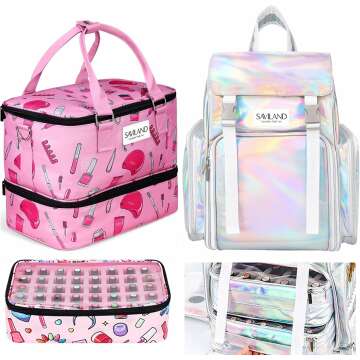 SAVILAND 110 Bottles Nail Polish Organizer Case - Extra Large Portable Storage for Manicure Tools