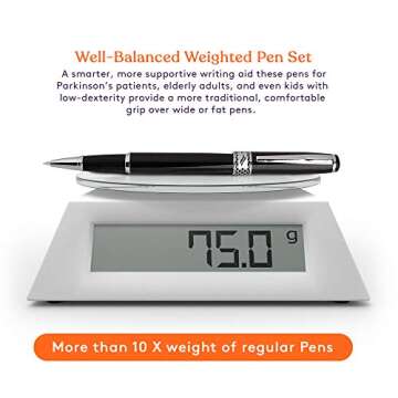 Special Supplies 3 Pack Weighted Pens for Hand Tremors, Low Dexterity, Poor Grip Strength, and Parkinson’s Patients, Storage Box and 3 Ink Refills Included