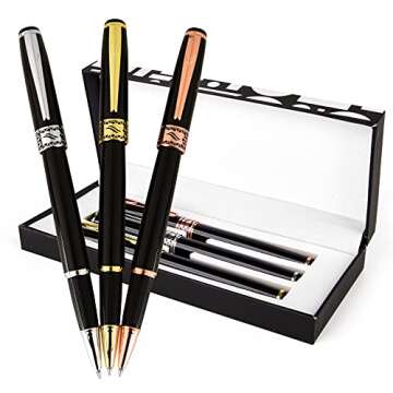 Special Supplies 3 Pack Weighted Pens for Hand Tremors, Low Dexterity, Poor Grip Strength, and Parkinson’s Patients, Storage Box and 3 Ink Refills Included