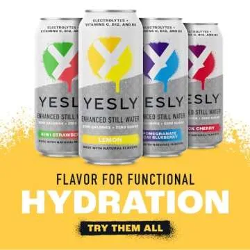 Yesly ﻿Hydrating Electrolyte Vitamin Water, 16 Fl Oz - Zero Sugar, Zero Calorie Water with Vitamins C, B12 & B6 and No Artificial Sweeteners - Lemon (Pack of 12)
