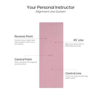 Heathyoga Eco Friendly Non Slip Yoga Mat, Body Alignment System, SGS Certified TPE Material - Textur...