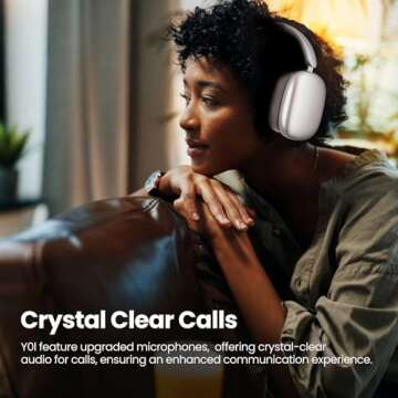 Wentronic Y01 Wireless Over Ear Headphones, Noise Canceling Bluetooth 5.3 Headphones with Microphones,Hi-Res Audio,48H Playtime,Foldable,Breathable Soft Earpads for iOS/Android/Samsung/PC-Silver