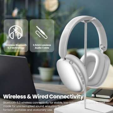 Wentronic Y01 Wireless Over Ear Headphones, Noise Canceling Bluetooth 5.3 Headphones with Microphones,Hi-Res Audio,48H Playtime,Foldable,Breathable Soft Earpads for iOS/Android/Samsung/PC-Silver