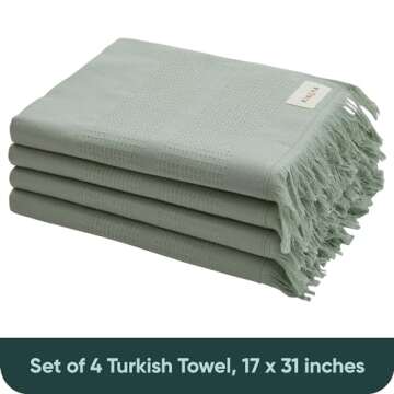 Kikoya Turkish Cotton Hand Towels - Set of 4 |17 x 31in| 100% Turkish Cotton |Large, Soft Hand and H...