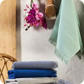 Kikoya Turkish Cotton Hand Towels - Set of 4 |17 x 31in| 100% Turkish Cotton |Large, Soft Hand and Head Towels for Bathroom, Kitchen|No Shrink| Premium Luxury Set (Aria Sage, 4)