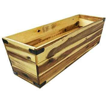 Thirteen Chefs Villa Acacia Wooden Planter Box - 31 Inch Rectangular Wood Planter for Garden, Patio,...