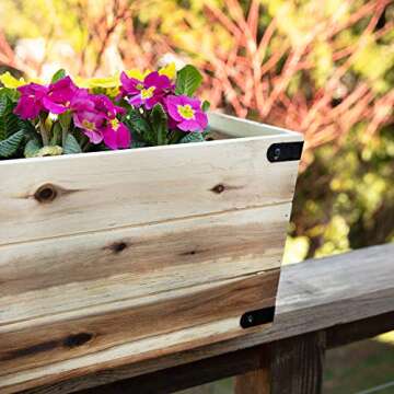 Thirteen Chefs Villa Acacia Wooden Planter Box - 31 Inch Rectangular Wood Planter for Garden, Patio, Window, Home Decor - Acacia Wood Plant Stand for Indoor or Outdoor Gardening