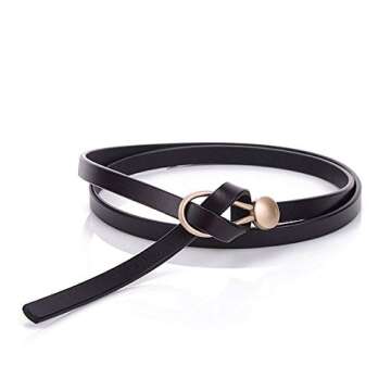 Women's Leather Belt Dress Belt Fashion Skinny Belt Tie A Knot Leather Waist Belt Knotted Decorative...