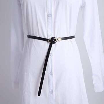 Women's Adjustable Leather Dress Belt for Chic Style