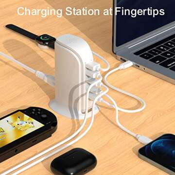 USB C Charger Multiport Upoy, Charging Station with 3 Type-C PD Charging and 2 USB Ports Total 100W, Desktop USB Charger Block Fast Charging for Mutiple Devices, Travel/Home Charger Essentials