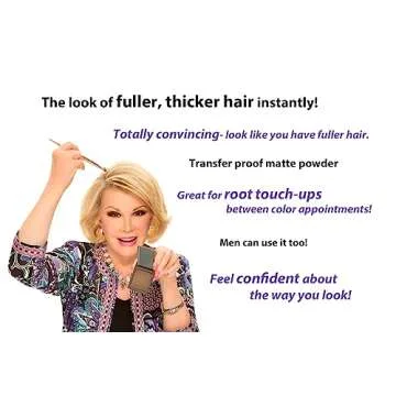 Joan Rivers Great Hair Day Root Touch Up Powder – Fill-in Powder for Thicker, Fuller Looking Hair (Brunette)