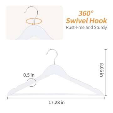 Amazon Basics Durable Wooden Clothes Hangers, 20-Pack, White