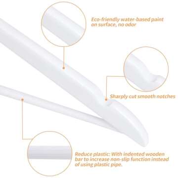 Amazon Basics Durable Wooden Clothes Hangers, 20-Pack, White