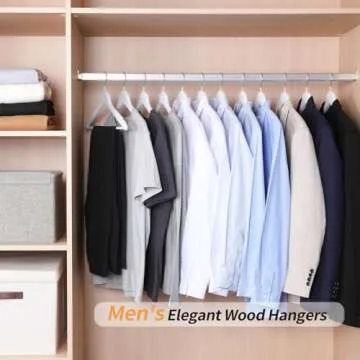 Amazon Basics Durable Wooden Clothes Hangers, 20-Pack, White