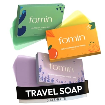 FOMIN - Antibacterial Paper Soap Sheets for Hand Washing - (300 Sheets) Orange, Tea Tree, Lavender P...