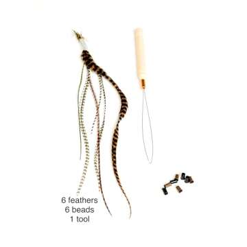 Bohemian Feather Hair Extensions Kit with Genuine Feathers