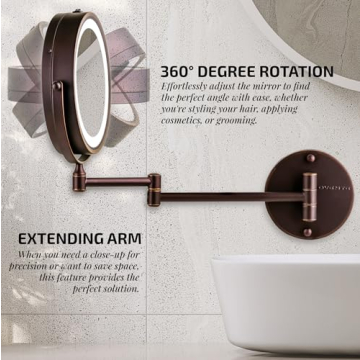 OVENTE Lighted Wall Mount Makeup Mirror with 1x/10x Magnification