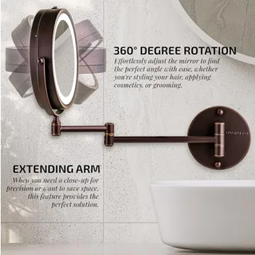 OVENTE Lighted Wall Mount Makeup Mirror with 1x/10x Magnification