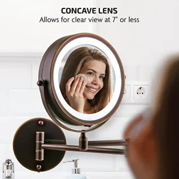 OVENTE Lighted Wall Mount Makeup Mirror with 1x/10x Magnification