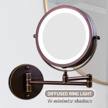 OVENTE Lighted Wall Mount Makeup Mirror with 1x/10x Magnification