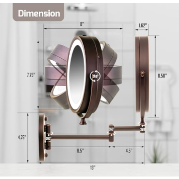 OVENTE Lighted Wall Mount Makeup Mirror with 1x/10x Magnification