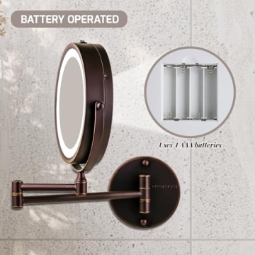 OVENTE Lighted Wall Mount Makeup Mirror with 1x/10x Magnification
