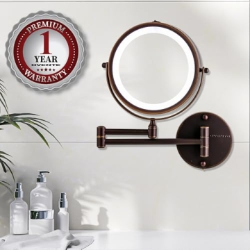 OVENTE Lighted Wall Mount Makeup Mirror with 1x/10x Magnification