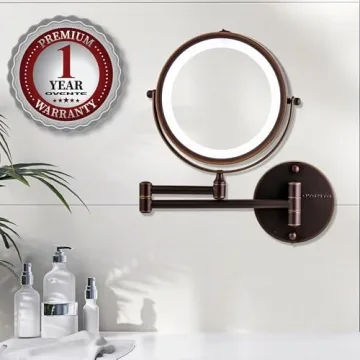 OVENTE Lighted Wall Mount Makeup Mirror with 1x/10x Magnification
