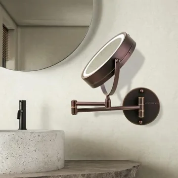 OVENTE Lighted Wall Mount Makeup Mirror with 1x/10x Magnification