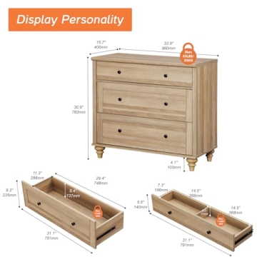 Stylish WAMPAT 3 Drawer Dresser for Kids and Adults