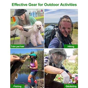 wohohoho Mosquito Head Net Mesh with Drawstring, Bug Face Netting for Hats, Mesh Face Shield for Men & Women Beekeeper Net Mask Protection for Midges, Bugs & Gnats (2 Packs, Mix Colors, Updated Size)