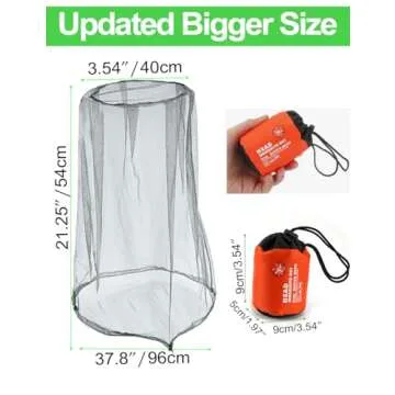 wohohoho Mosquito Head Net Mesh with Drawstring, Bug Face Netting for Hats, Mesh Face Shield for Men & Women Beekeeper Net Mask Protection for Midges, Bugs & Gnats (2 Packs, Mix Colors, Updated Size)
