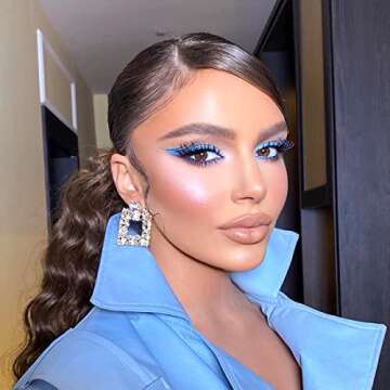 KELMALL Elegant Rhinestone Rectangle Earrings Trendy Crystal Geometric Drop Dangle Statement Earrings for Women