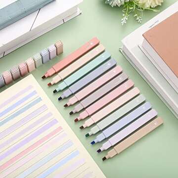 Kisston 17 Pcs Bible Highlighters and Pens No Bleed Through Aesthetic Stationary Set 12 Pastel Highlighter Colored Markers 5 Cute Gel Pens for Journaling Planner Study Office Supplies(Simple Style)