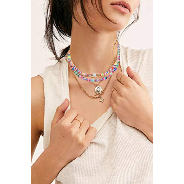 Lightweight Rainbow Heishi Surfer Choker Necklace for Summer