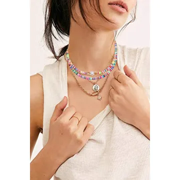 Lightweight Rainbow Heishi Surfer Choker Necklace for Summer