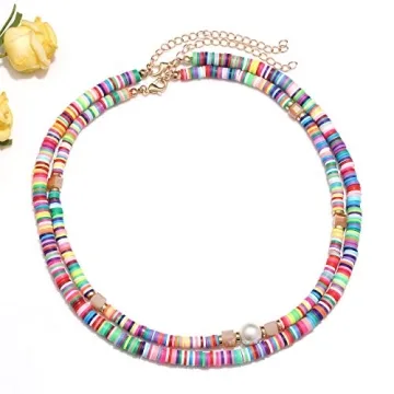 Lightweight Rainbow Heishi Surfer Choker Necklace for Summer