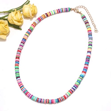 Lightweight Rainbow Heishi Surfer Choker Necklace for Summer