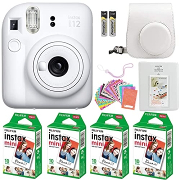 Fujifilm Instax Mini 12 Instant Camera Clay White with Fujifilm Instant Mini Film Value Pack (40 She...