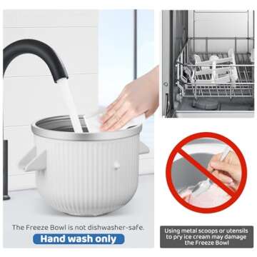 Ice Cream Maker Attachment for KitchenAid Stand Mixer, 2 Quart Frozen Yogurt Ice Cream & Sorbet Gelato Maker Bowl Fits for 4.5 Qt and Larger Stand Mixers, Not for Artisan Mini 3.5Qt Mixer