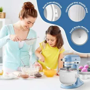 Ice Cream Maker Attachment for KitchenAid Stand Mixer, 2 Quart Frozen Yogurt Ice Cream & Sorbet Gelato Maker Bowl Fits for 4.5 Qt and Larger Stand Mixers, Not for Artisan Mini 3.5Qt Mixer