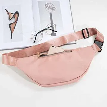 Fanny Packs for Women Fashionable Stylish Cute Nylon Designer Fanny Pack Waterproof Waist Belt Bag Pouch Chest Sling Fannypack's Crossbody bags for Women Sport Workout Travel Work (Pink)