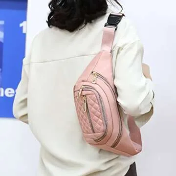 Fanny Packs for Women Fashionable Stylish Cute Nylon Designer Fanny Pack Waterproof Waist Belt Bag Pouch Chest Sling Fannypack's Crossbody bags for Women Sport Workout Travel Work (Pink)